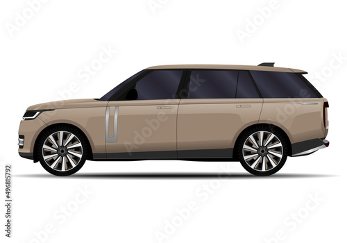realistic SUV car. side view.