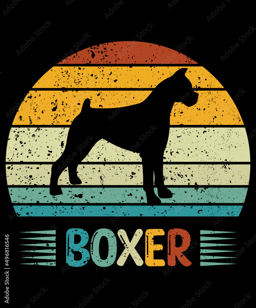 Boxer T-Shirt / Retro Vintage Boxer Tshirt / Black Dog Silhouette Gift for Boxer Lovers / Funny Boxer Unisex Tee