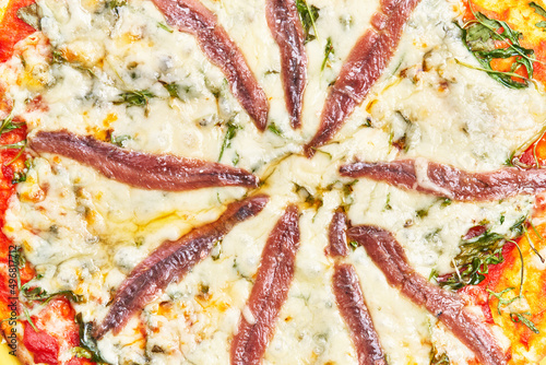  Single italian anchovies pizza texture