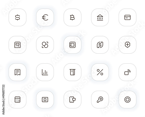 Payments and finance line icons set. Editable Stroke. 24x24 Pixel Perfect.