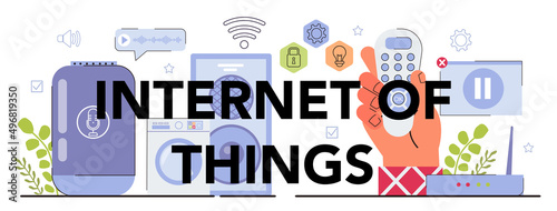 Internet of things typographic header. Smart wireless electronics