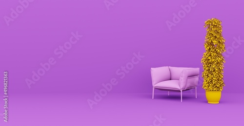 3d Abstract interior. Interior template.