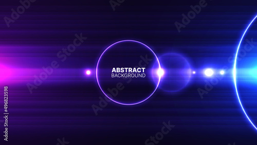 Vector illustration of abstract blue and purple background with horizontal lines and light flare for your design