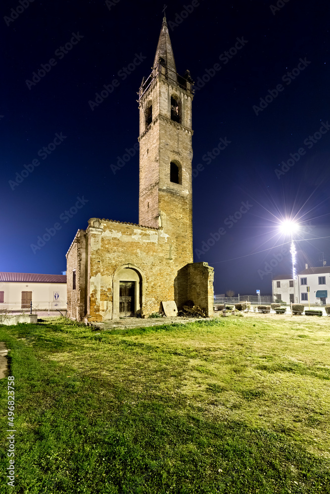 The ancient church of Sant'Antonio Abate in the village of Bevilacqua. Verona province, Veneto, Italy, Europe.