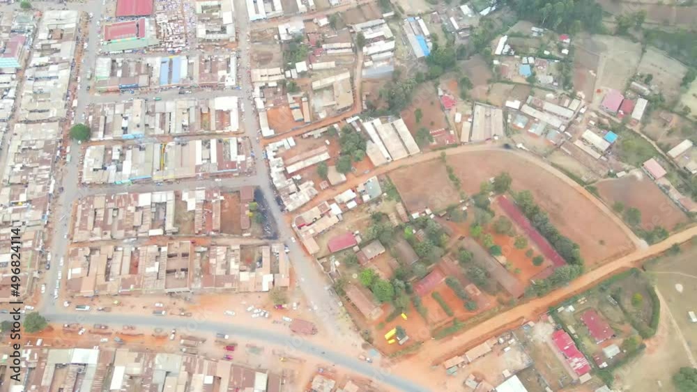aerial drone view kamatira in west pokot, kapenguria, Kenya. traditional rural community in Kenya Africa. urban setting with unassuming buildings and poor roads in Kenya, Africa aerial drone view kamatira in west pokot, kapenguria, Kenya. traditional rural community in Kenya Africa. urban setting with unassuming buildings and poor roads in Kenya, Africa