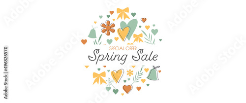 Spring sale banner. Modern minimal design for Sales. Flat vector illustration.