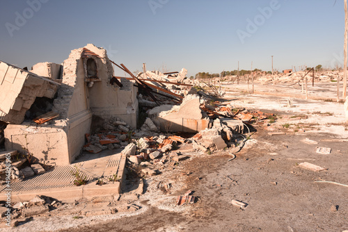 View of ruins in Villa Epecuen, a tourist village in Buenos Aires Province, Argentina photo