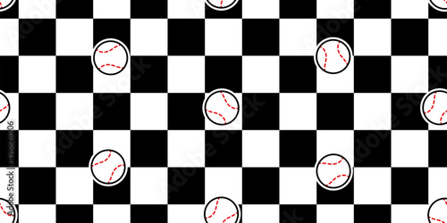 Canvas Print baseball seamless pattern ball vector checked softball sport cartoon scarf isola