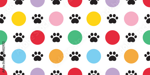 dog paw seamless pattern footprint polka dot cat french bulldog icon vector puppy kitten cartoon doodle isolated repeat wallpaper tile background illustration design