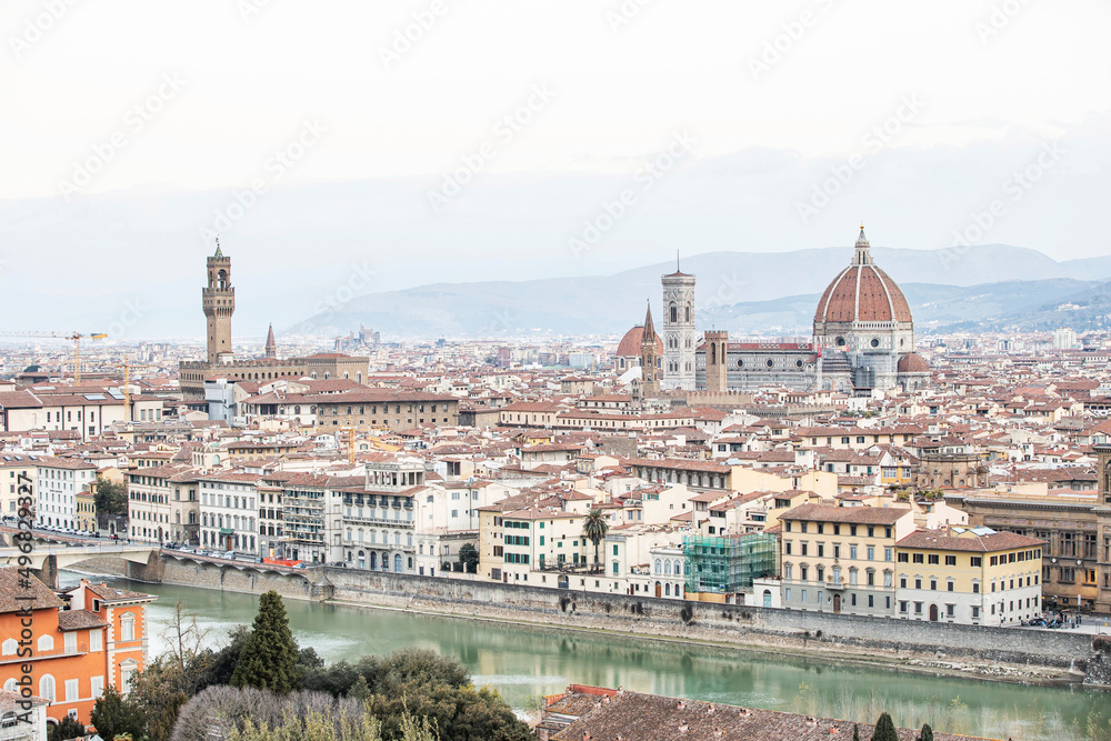Florence (Firenze) cityscape, Italy. Cityscape of Florence showing 3 of the most important landmarks of Tuscany