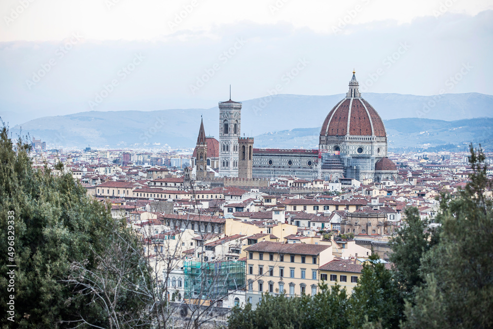 Fototapeta premium Florence (Firenze) cityscape, Italy. Cityscape of Florence showing 3 of the most important landmarks of Tuscany