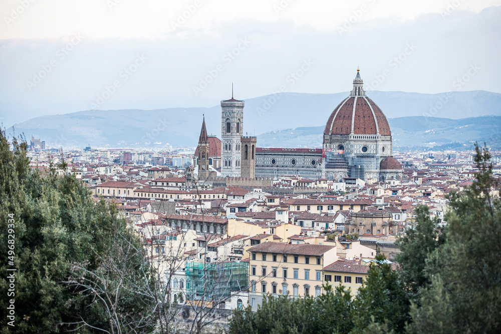 Obraz premium Florence (Firenze) cityscape, Italy. Cityscape of Florence showing 3 of the most important landmarks of Tuscany