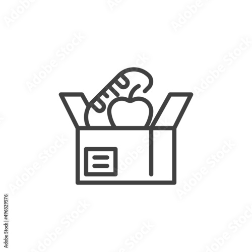 Food donation box line icon