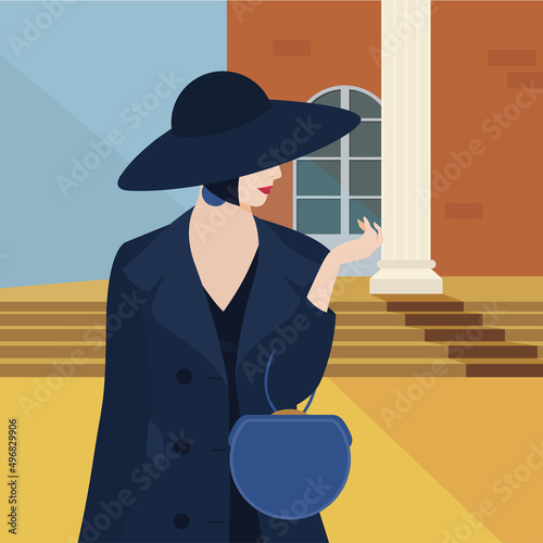 Mujer elegante con sombrero (ID: 496829906)