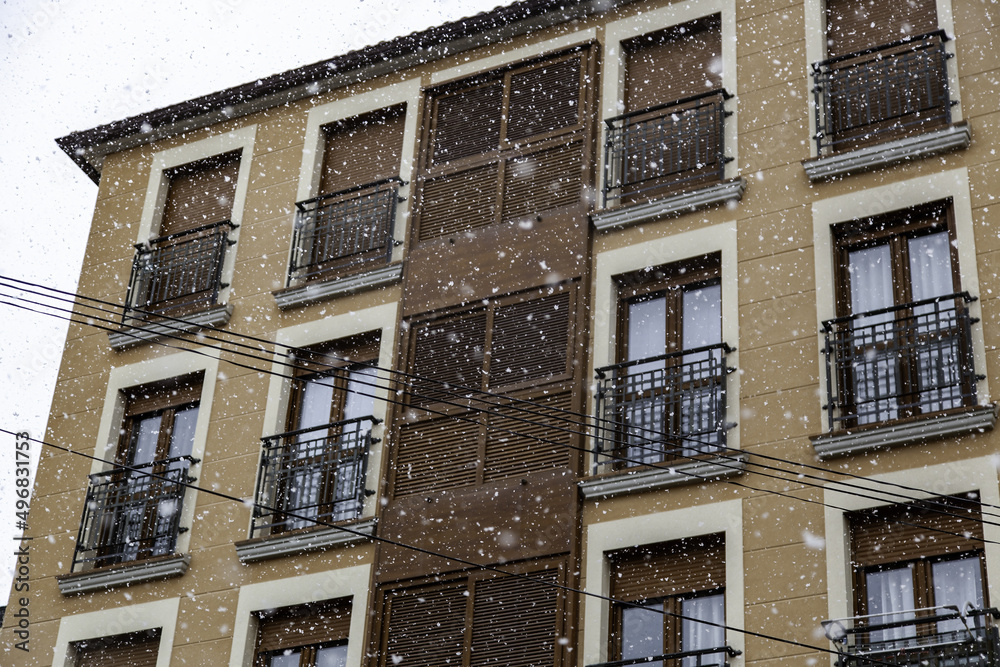 Fototapeta premium Snowy city street