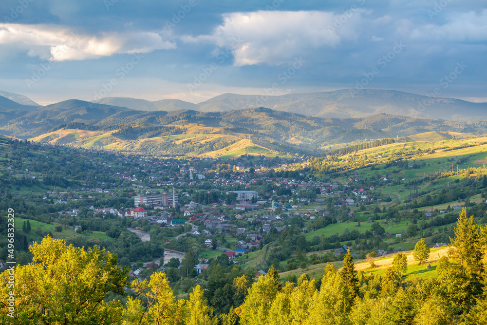 Yasinia settlement in Carpathians, Ukraine