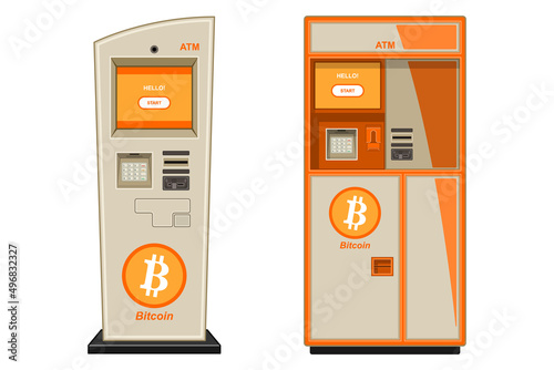 set virtual currency atm realistic isolated white background