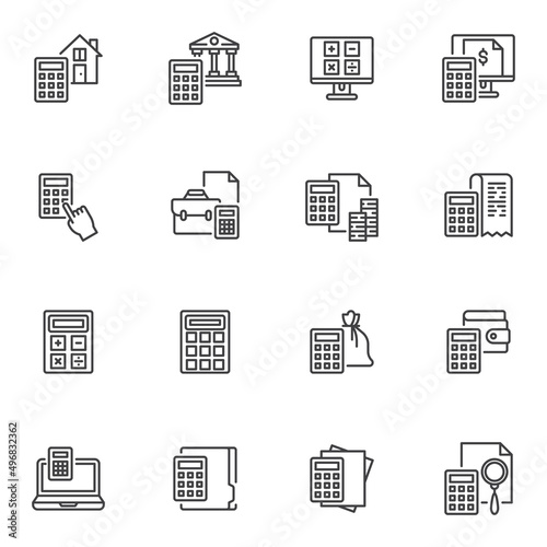 Finance accounting line icons set