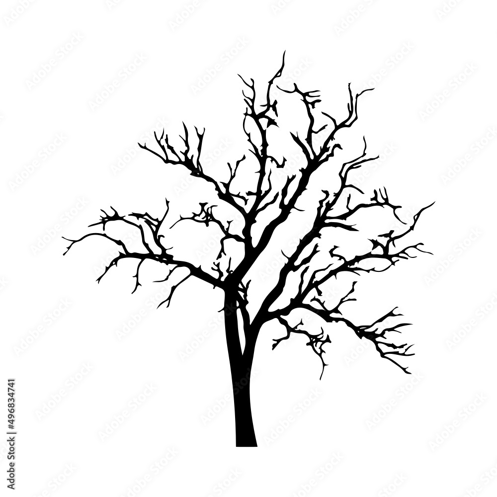 Black Solid icon for Dead tree isolated on a white background