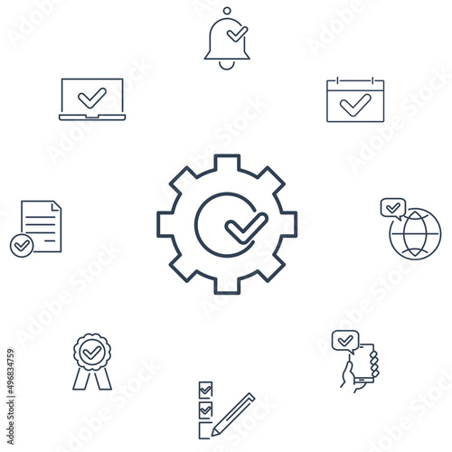 Approve icons set . Approve pack symbol vector elements for infographic web