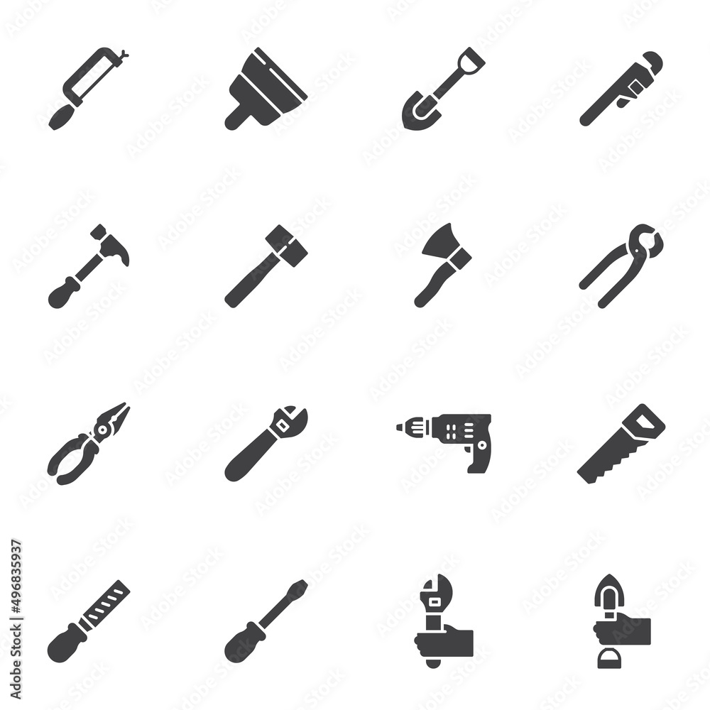 Work tools vector icons set Work tools vector icons set