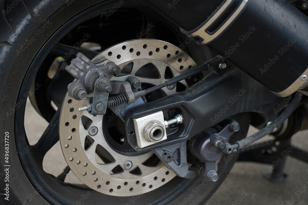 brake disc on a motorcycle. detail.