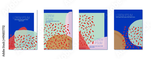 Conjunto de plantillas de diseño abstracto, motivos divertidos y modernos vectorizados y fondos degradados. Estética minimalista para portada, diseño de presentaciones, folletos, banners y carteles