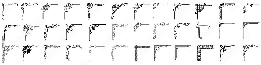 Corner vector icon set. frame illustration sign collection. vintage symbol. border logo.