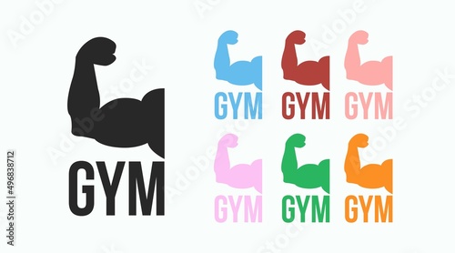 Gym Icon or Sign with an Arm Set. Vector isolated editable illustration