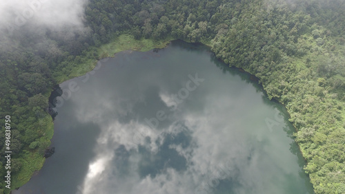 Aerial view of Lake Ranamese near the forest in East Manggarai, Flores, Indonesia photo