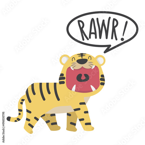 Fototapeta Naklejka Na Ścianę i Meble -  Cute tiger open mouth roaring