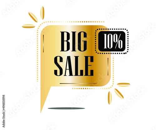 10% off .Design of square gold banner for big sales. vector illustration
