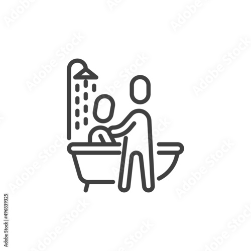 Volunteer help bathing line icon
