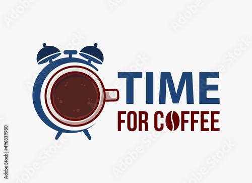 Time for coffee logo or symbol for coffee shop. Coffee room sign.