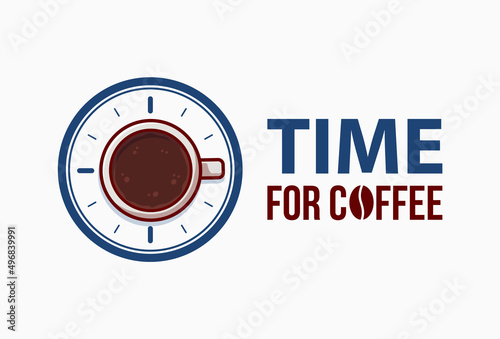 Time for coffee logo or symbol for coffee shop. Coffee room sign.