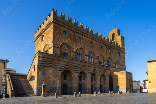 Distant shot of the Palazzo Del Capitano Del Popolo palace in Orvieto, Umbria, Itlaly photo