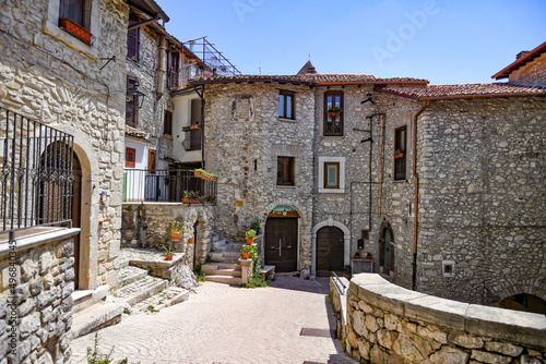 Narrow street in Carpineto Romano, an Italian village near Rome, Italy photo