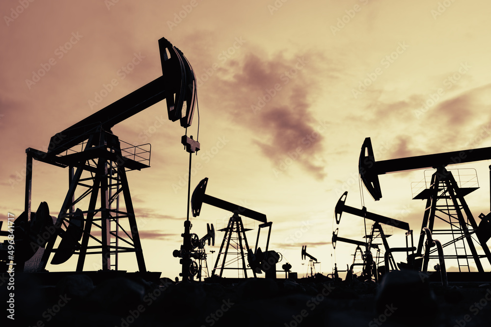 Oil pump jack work on oilfield petroleum extraction Oil pump jack work on oilfield petroleum extraction
