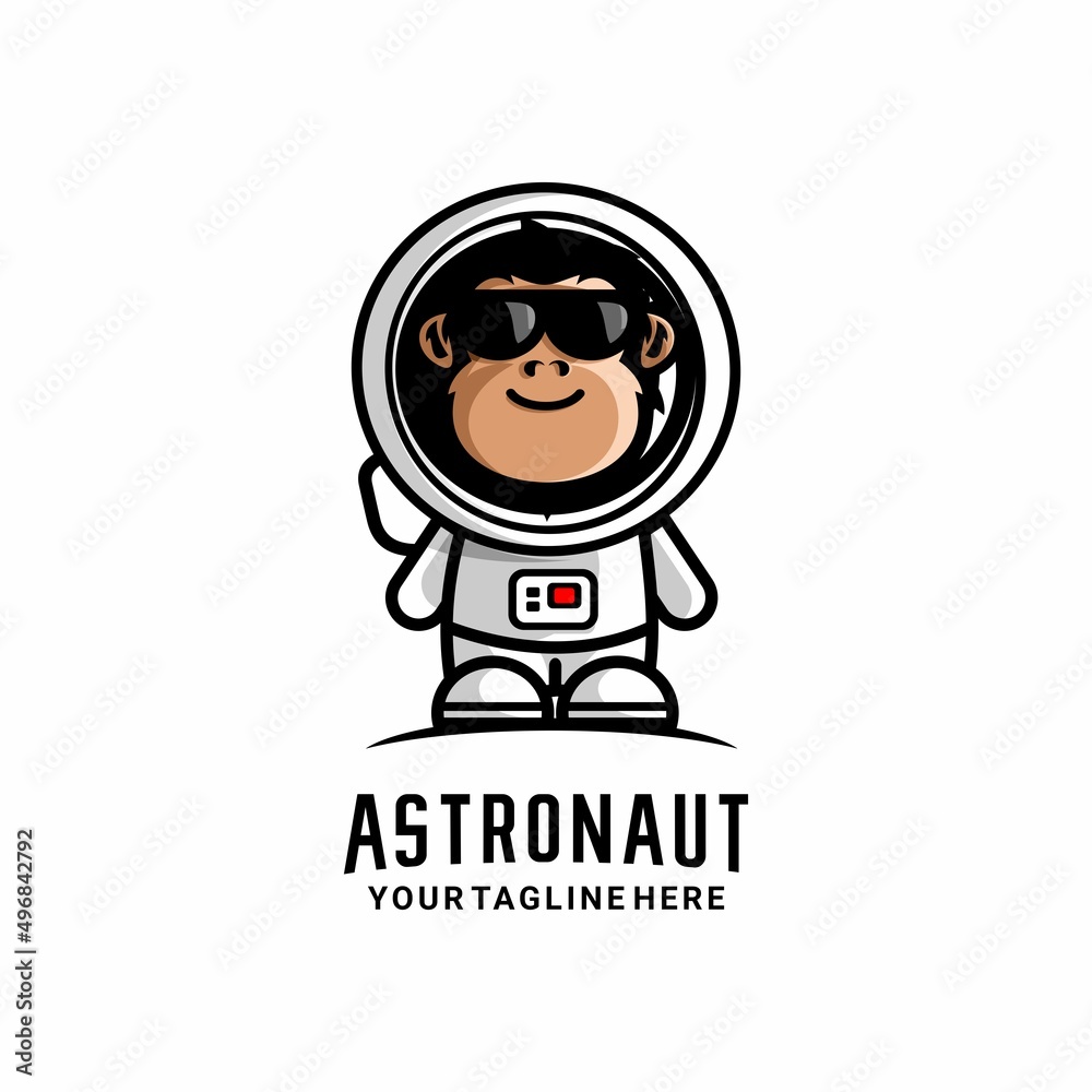 monkey dressed astronaut logo illustration vector