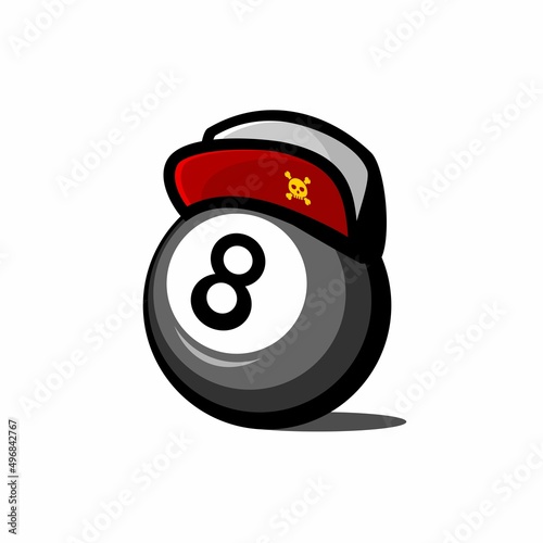 vector cartoon billiard ball and red hat