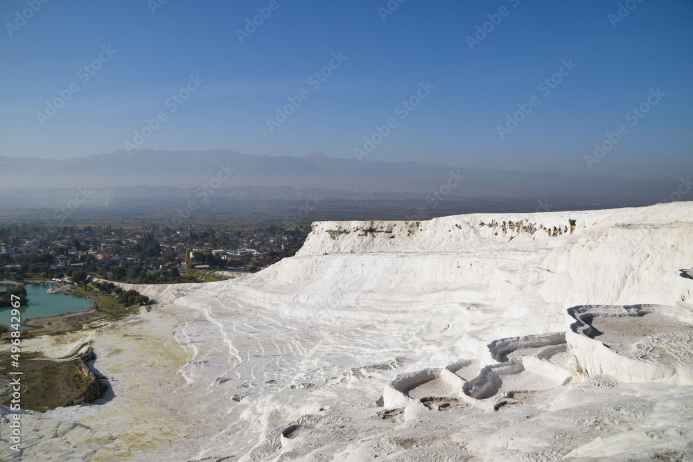 The actual look of Pamukkale (Travertine pools and terraces) in Denizli, Turkey. World Heritage Site by UNESCO