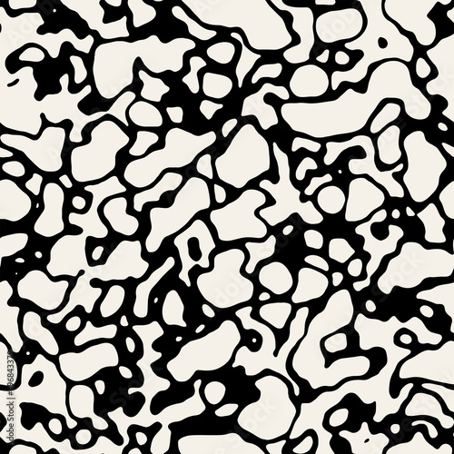 Vector seamless pattern. Abstract texture with bold monochrome shapes. Creative background with abstract blots. Decorative spotty grunge design.
