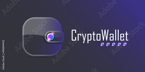 Cryptocurrency wallet concept illustration with wallet and crypto coins isolated on grey background. Crypto wallet landing page and poster design template. Crypto wallet for bitcoin, solana, ethereum