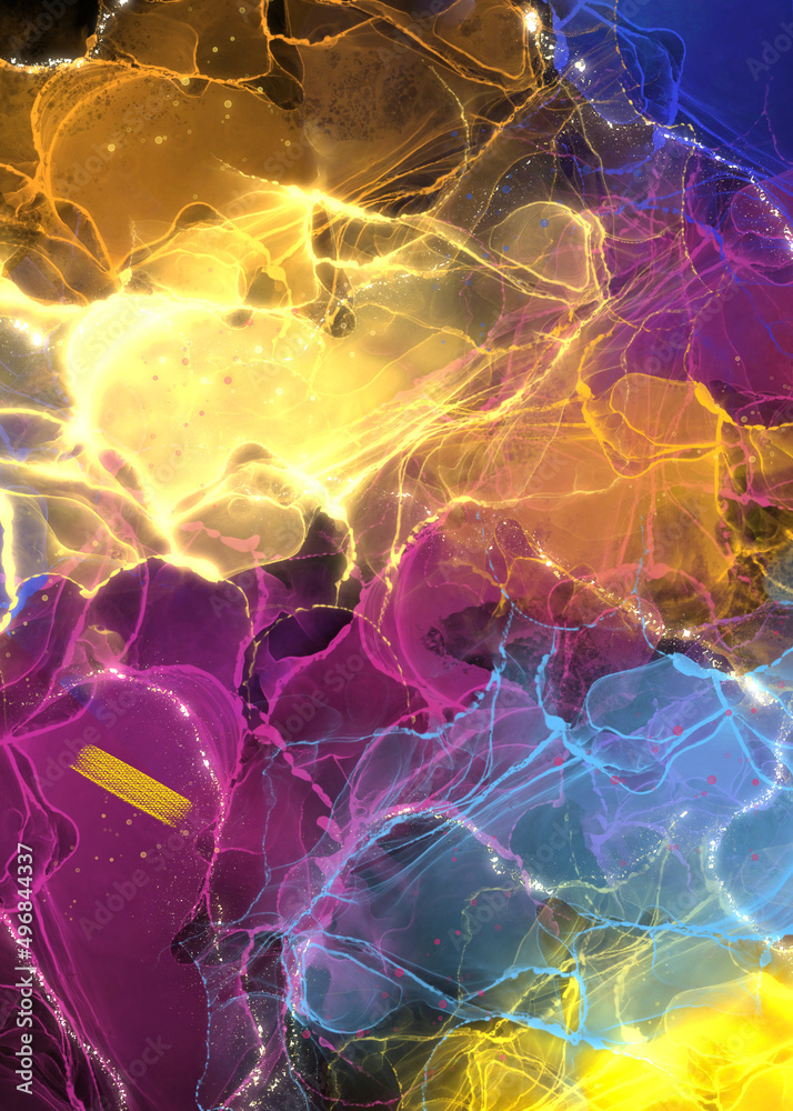 Obraz premium Hand painted colorful alcohol ink texture