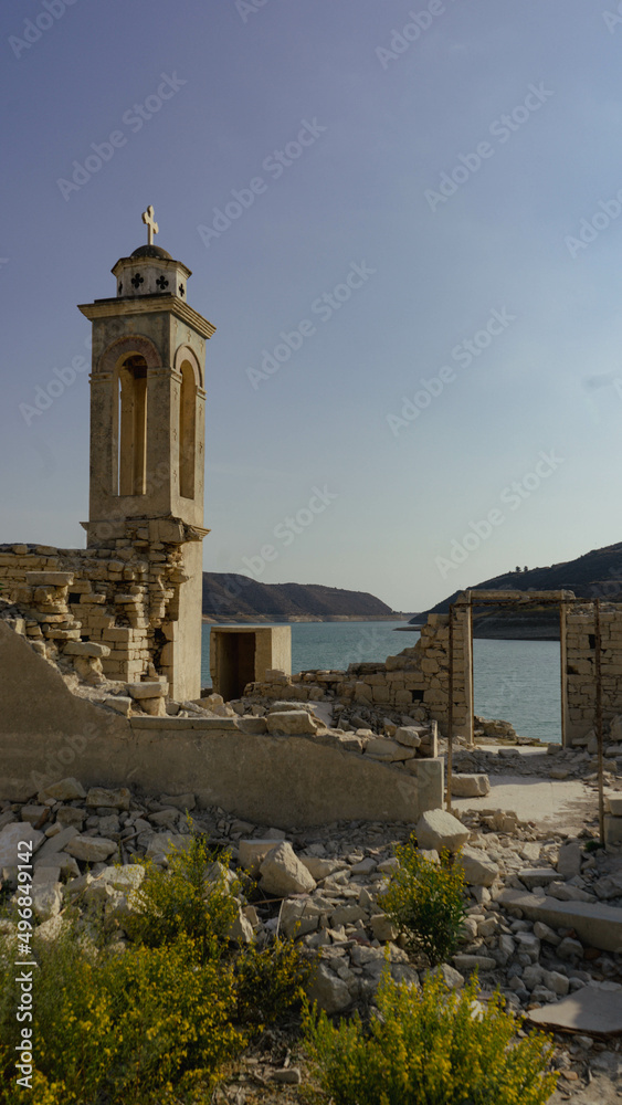 abandoned church of St. Nicholas at Kouris reservoir Cyprus