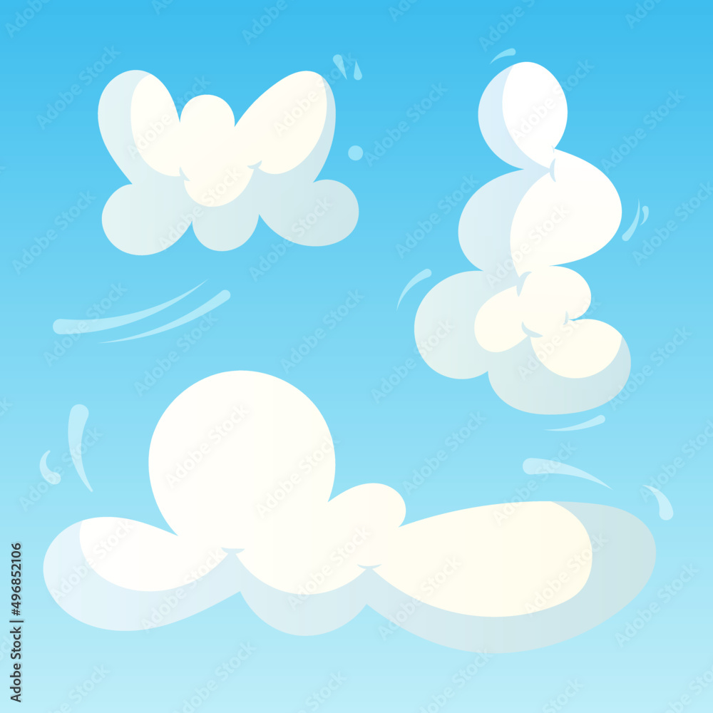 The clouds. Sky. Vector illustration. Cartoon light style.Graphic elements.