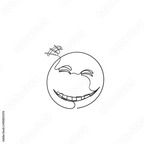 continuous line drawing smile emoticon face illustration vector
