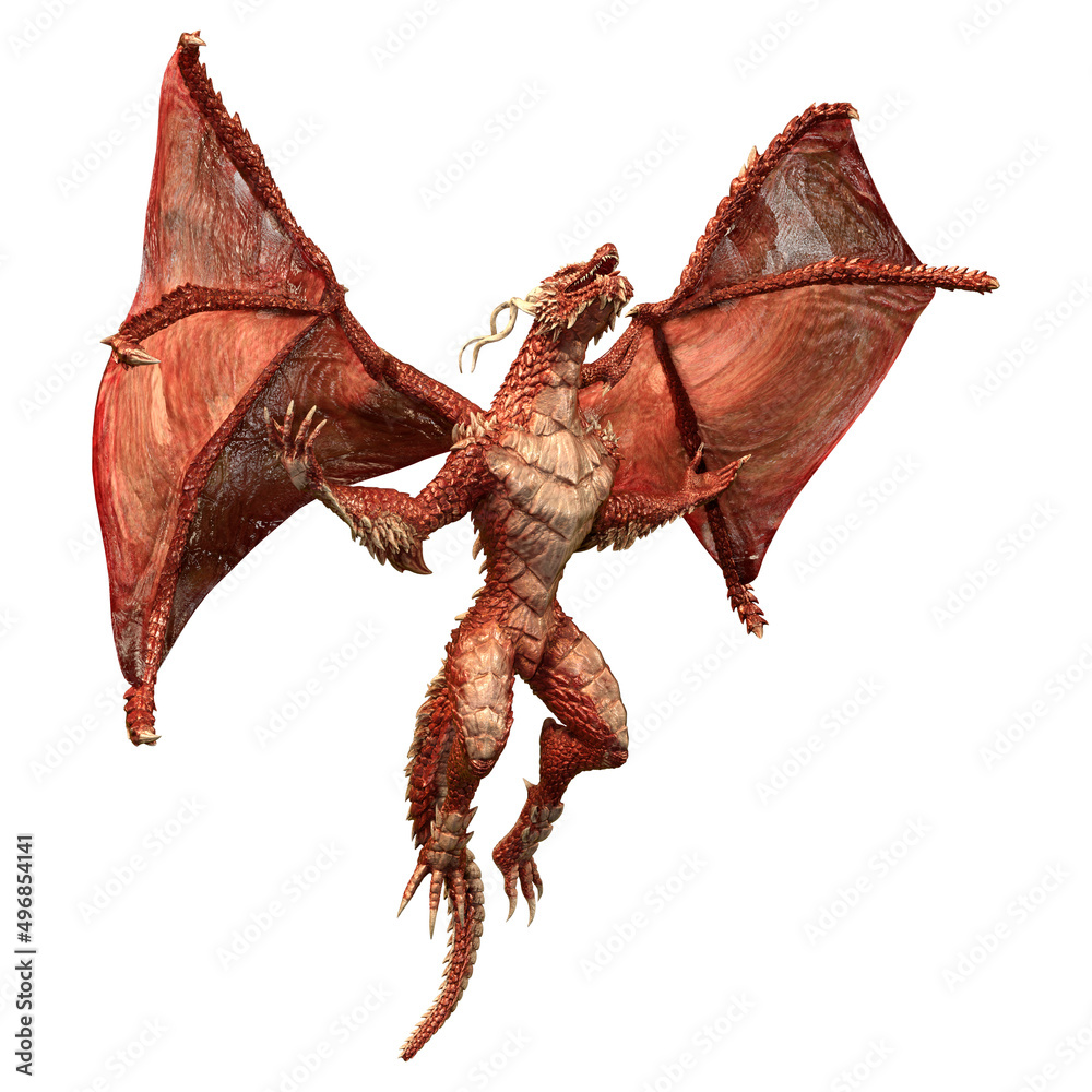 Fototapeta premium 3D Rendering Fairy Tale Dragon on White