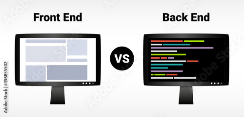 Obraz na płótnie Front end vs back end, frontend vs backend – client-side and server-side