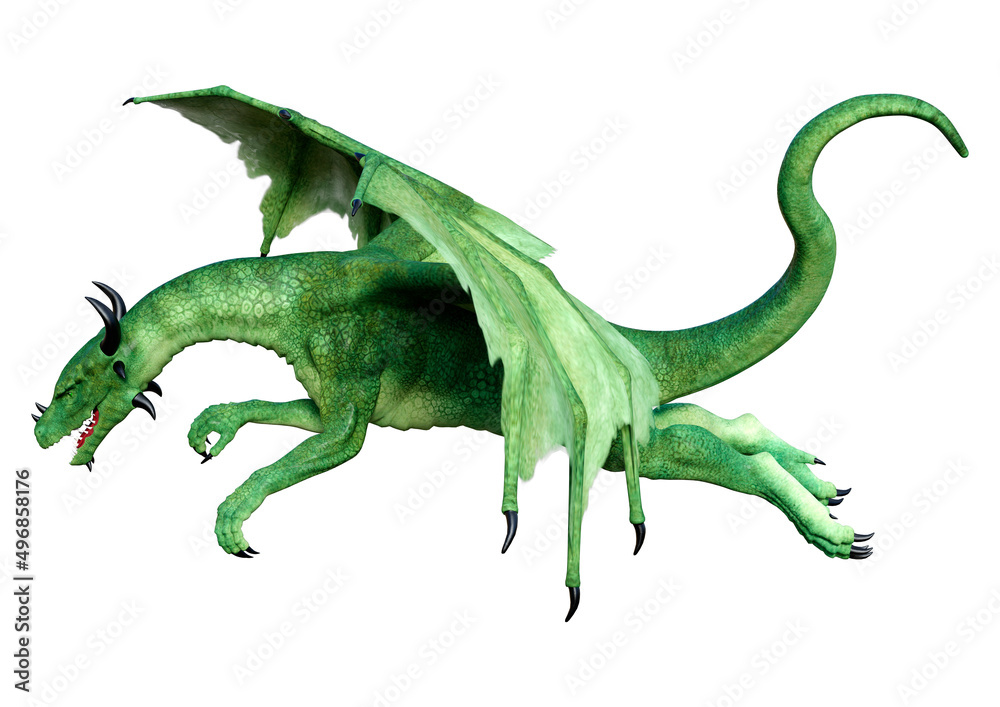 Fototapeta premium 3D Rendering Fairy Tale Dragon on White